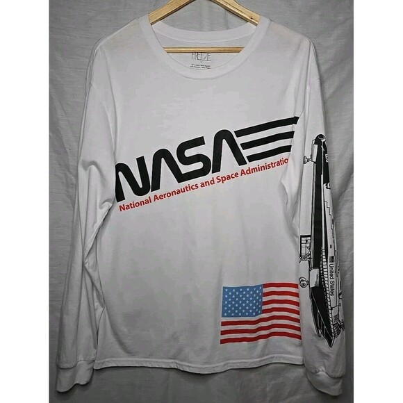 Freeze NASA Kennedy Space Center Long Sleeve T-Shirt All Over Graphic White Lg - Picture 1 of 9